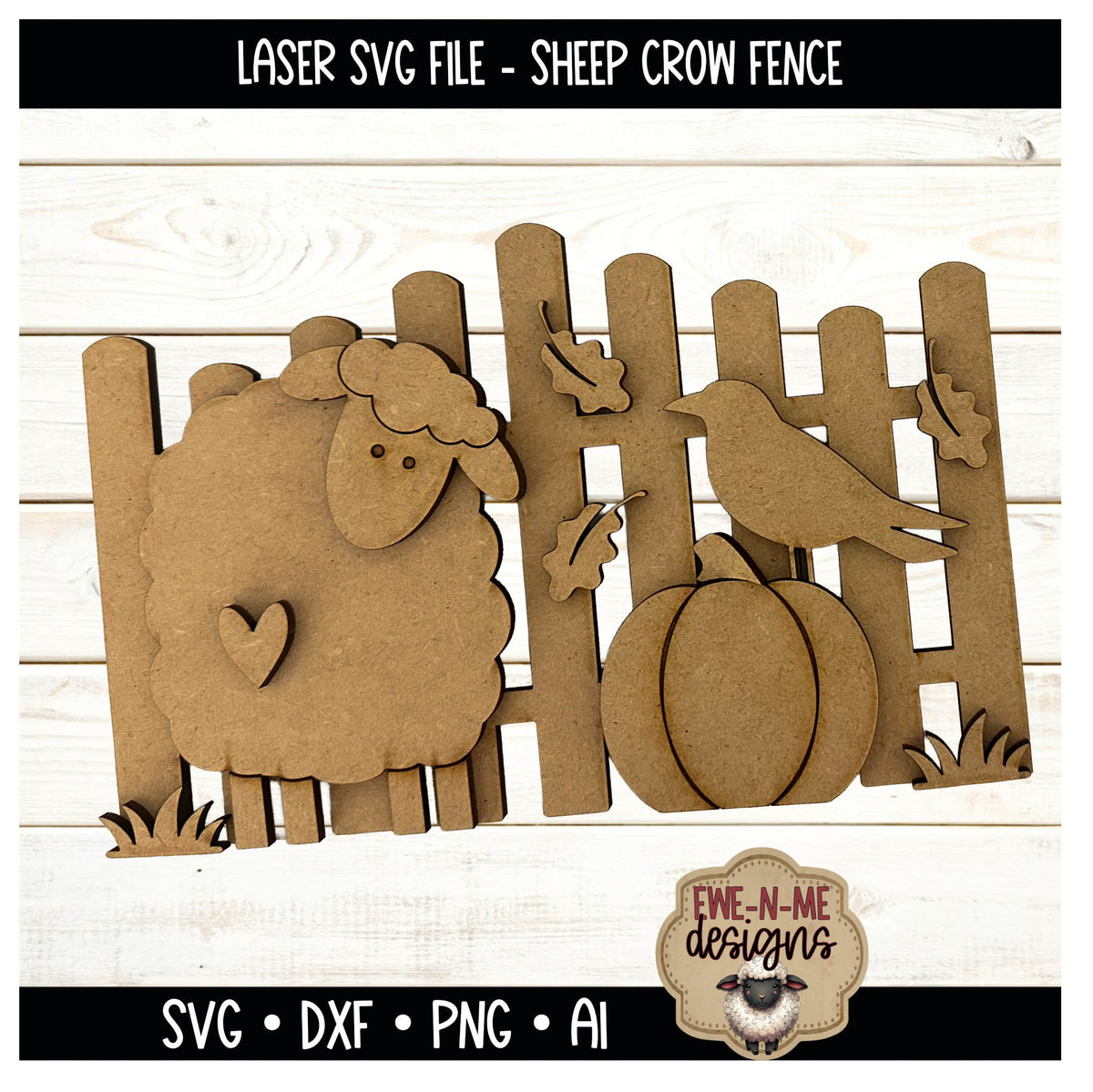 Fall Pumpkin, Crow and Sheep Fence | Laser Cut SVG File
