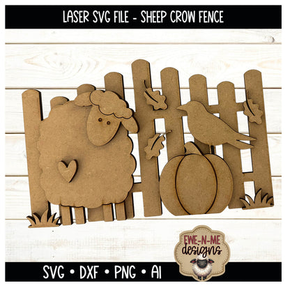 Fall Pumpkin, Crow and Sheep Fence | Laser Cut SVG File