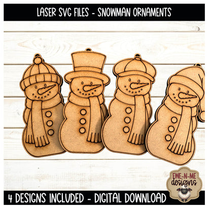 Snowman Ornaments | 4 Laser Cut SVG Files