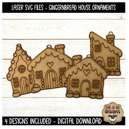Gingerbread House Ornaments | 4 Laser Cut SVG Files