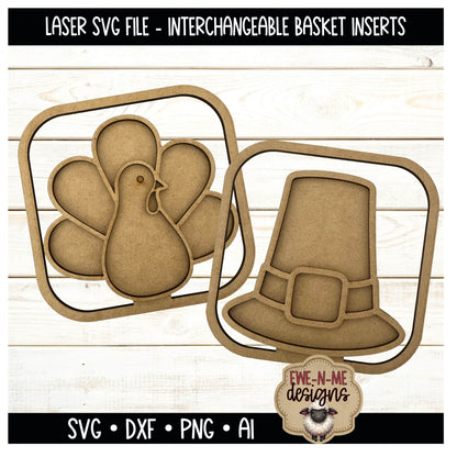 Interchangeable Tobacco Basket Inserts - Pilgrim Hat and Turkey | Laser Cut SVG Files