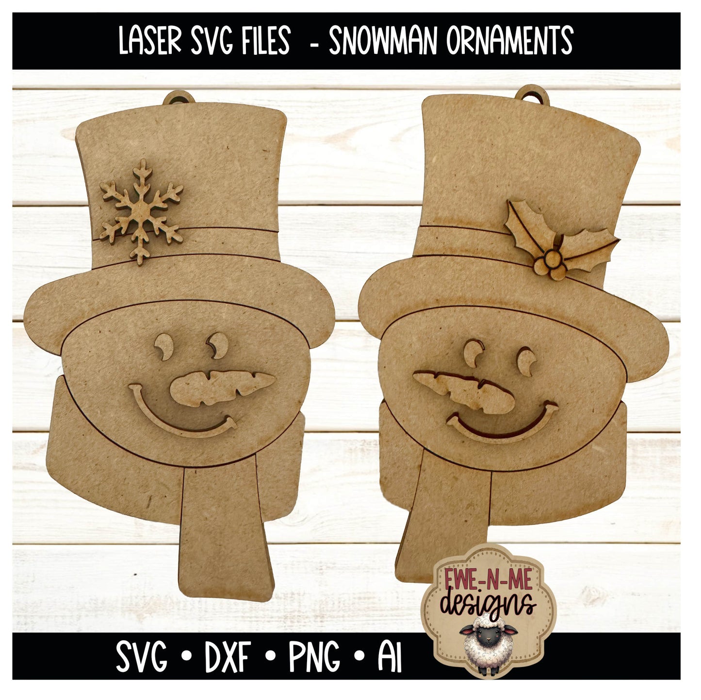 Snowman Duo Ornaments | Laser Cut SVG Files