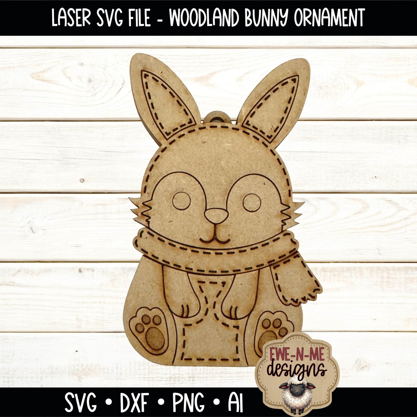 Woodland Bunny Ornament | Laser Cut SVG File