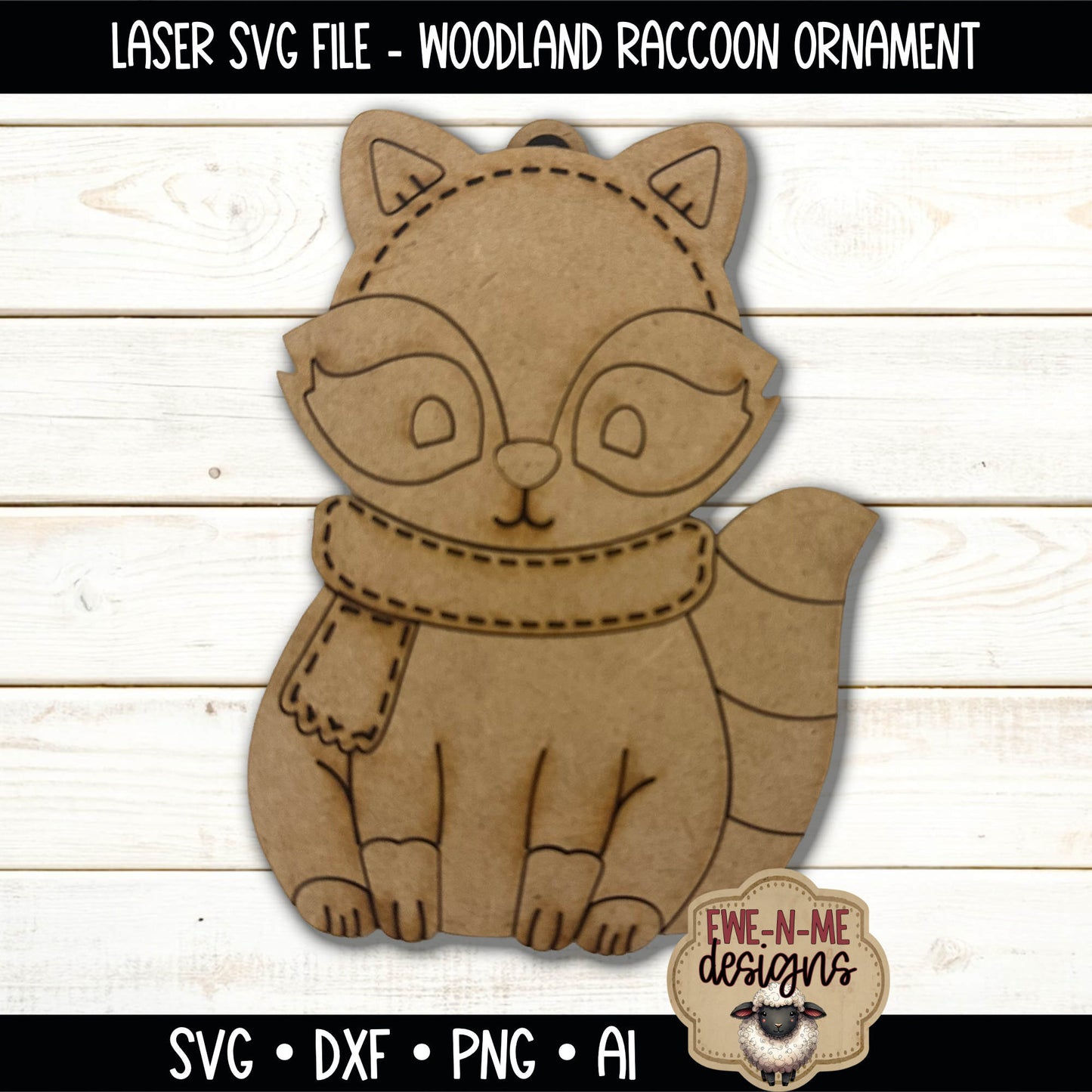 Woodland Raccoon Ornament | Laser Cut SVG File