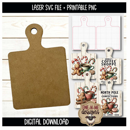 Gingerbread Christmas Cutting Board Bundle | Laser Cut SVG File + Printable PNG Files