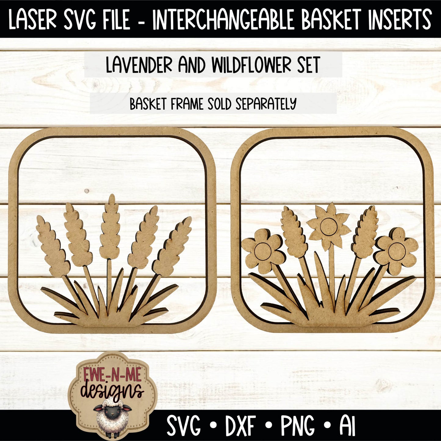 Interchangeable Tobacco Basket Inserts - Lavender and Wildflowers | Laser Cut SVG File