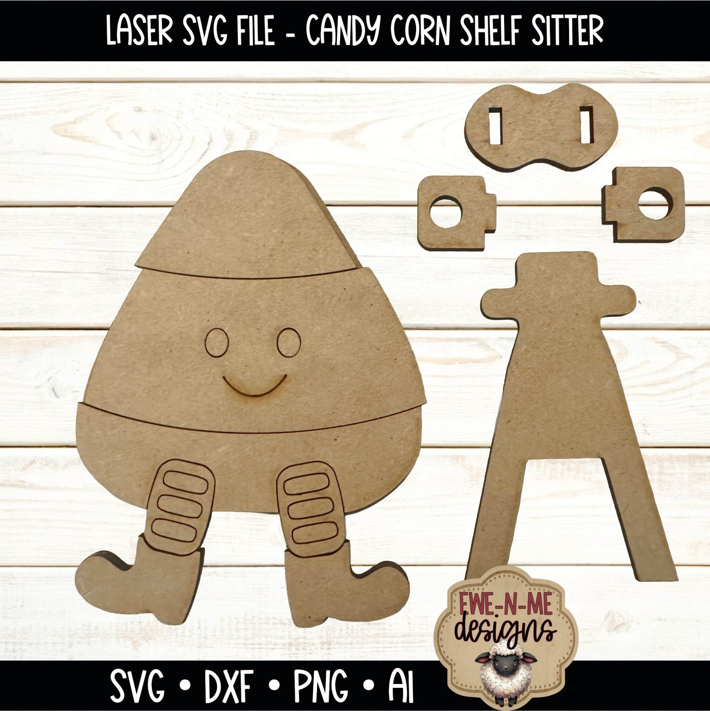 Layered Candy Corn Shelf Sitter | Laser Cut SVG File