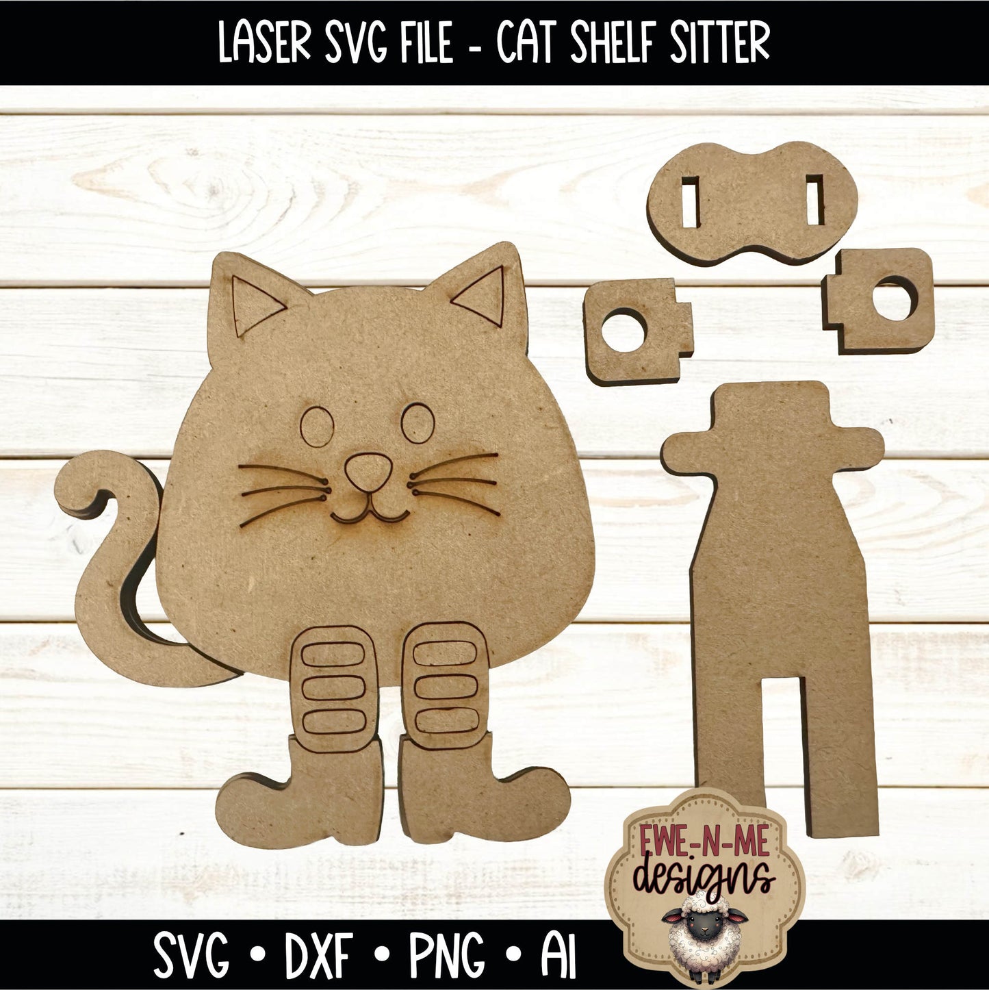Layered Cat Shelf Sitter | Laser Cut SVG File