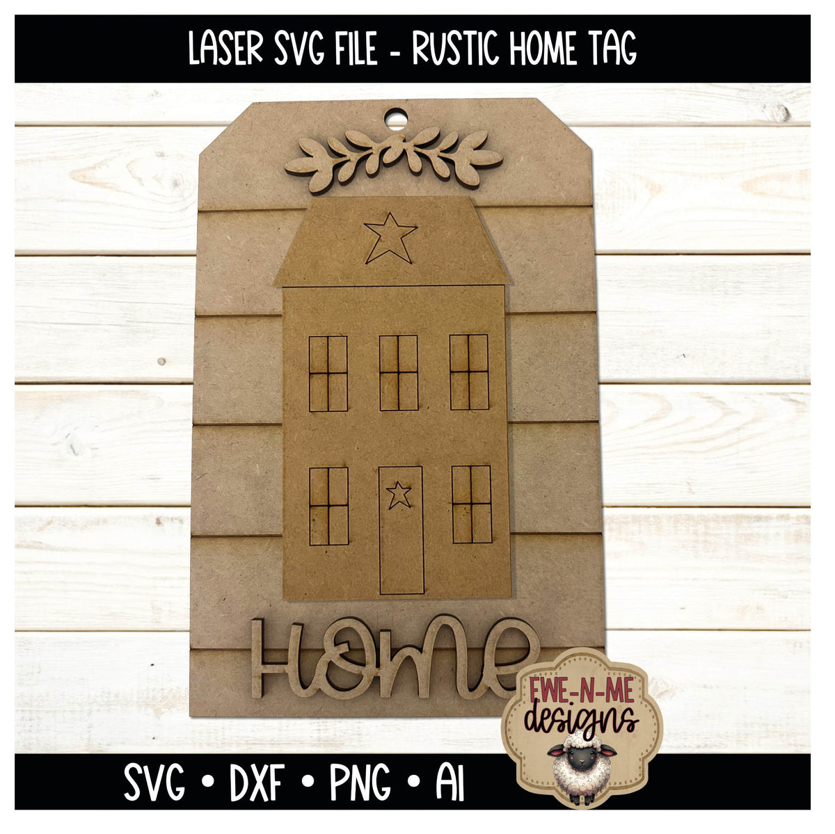 Primitive Home Saltbox House Tag Sign | Laser Cut SVG File
