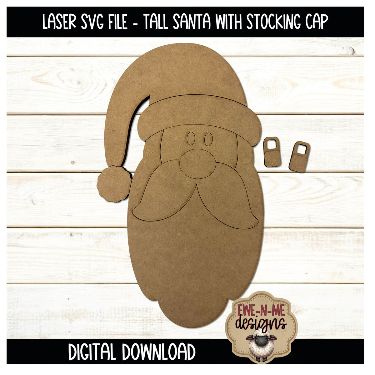 Tall Santa Face - Stocking Cap | Laser Cut SVG File