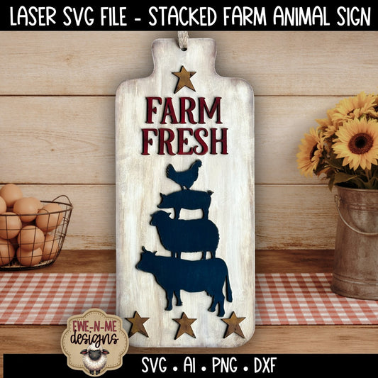 Stacked Farm Animal Sign | Laser Cut SVG File