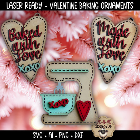 Baked With Love Stand Mixer and Ornaments | Laser Cut SVG Files