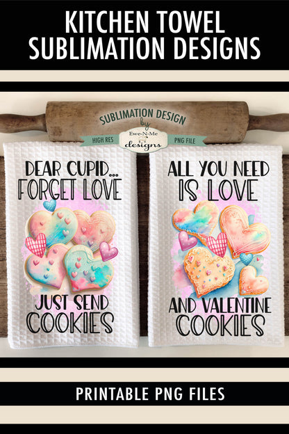 Valentine Heart Cookies - Kitchen Towel Sublimation Designs