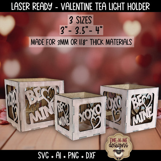 Valentine Tealight Holder - 3 Sizes | Laser Cut SVG Files