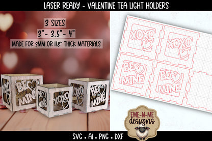 Valentine Tealight Holder - 3 Sizes | Laser Cut SVG Files