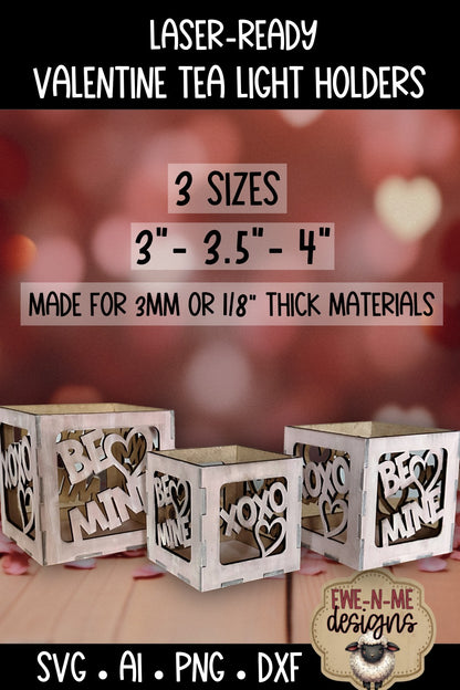 Valentine Tealight Holder - 3 Sizes | Laser Cut SVG Files