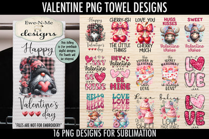 Valentines Day Designs - Bundle of 16 - Kitchen Towel Sublimation Designs