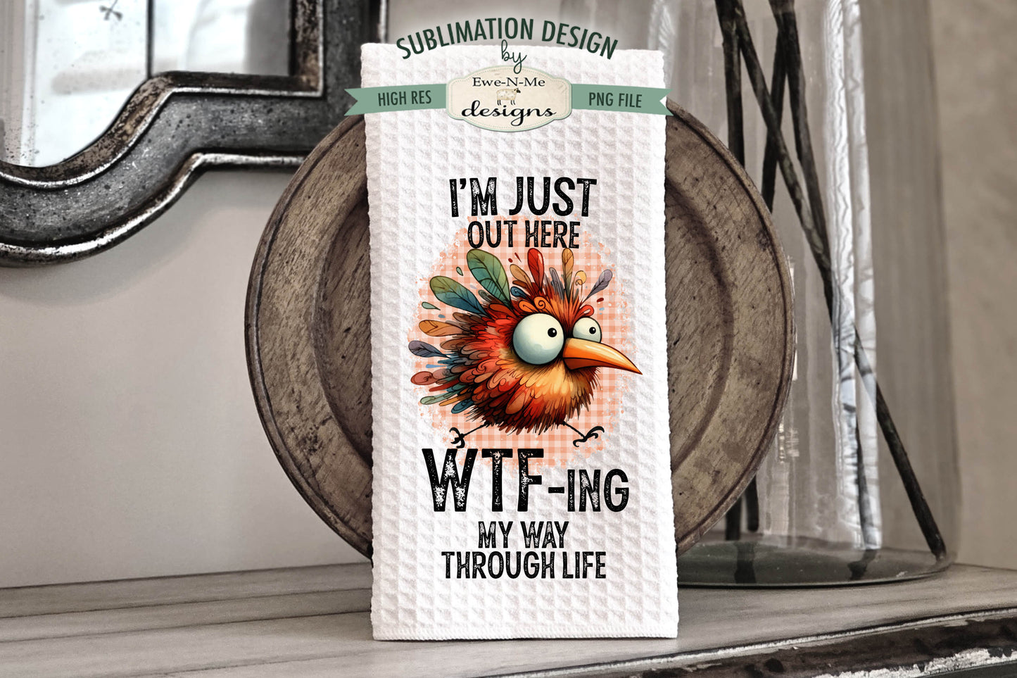 Funny Birds WTF - Kitchen Towel Sublimation Designs