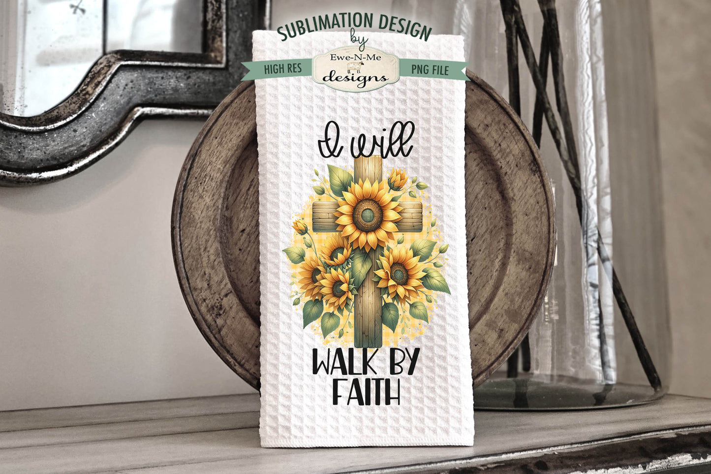Sunflower Cross - Kitchen Towel Sublimation Designs