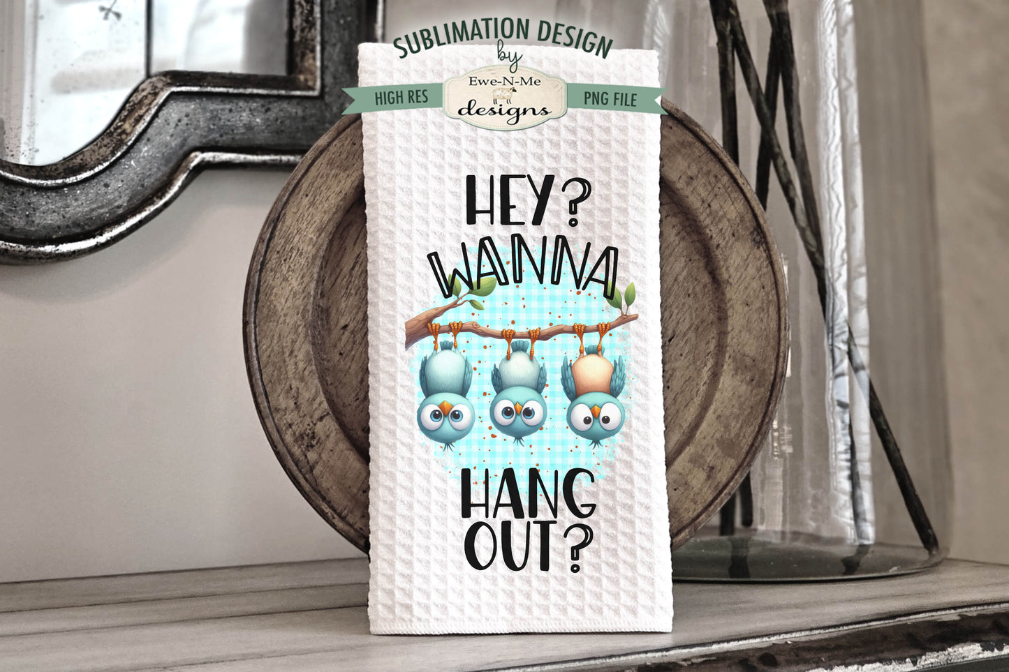 Cute Trio of Birds - Kitchen Towel Sublimation Designs