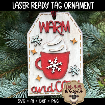 Warm Cozy Cocoa Mug Ornament Tag - Laser Cut SVG