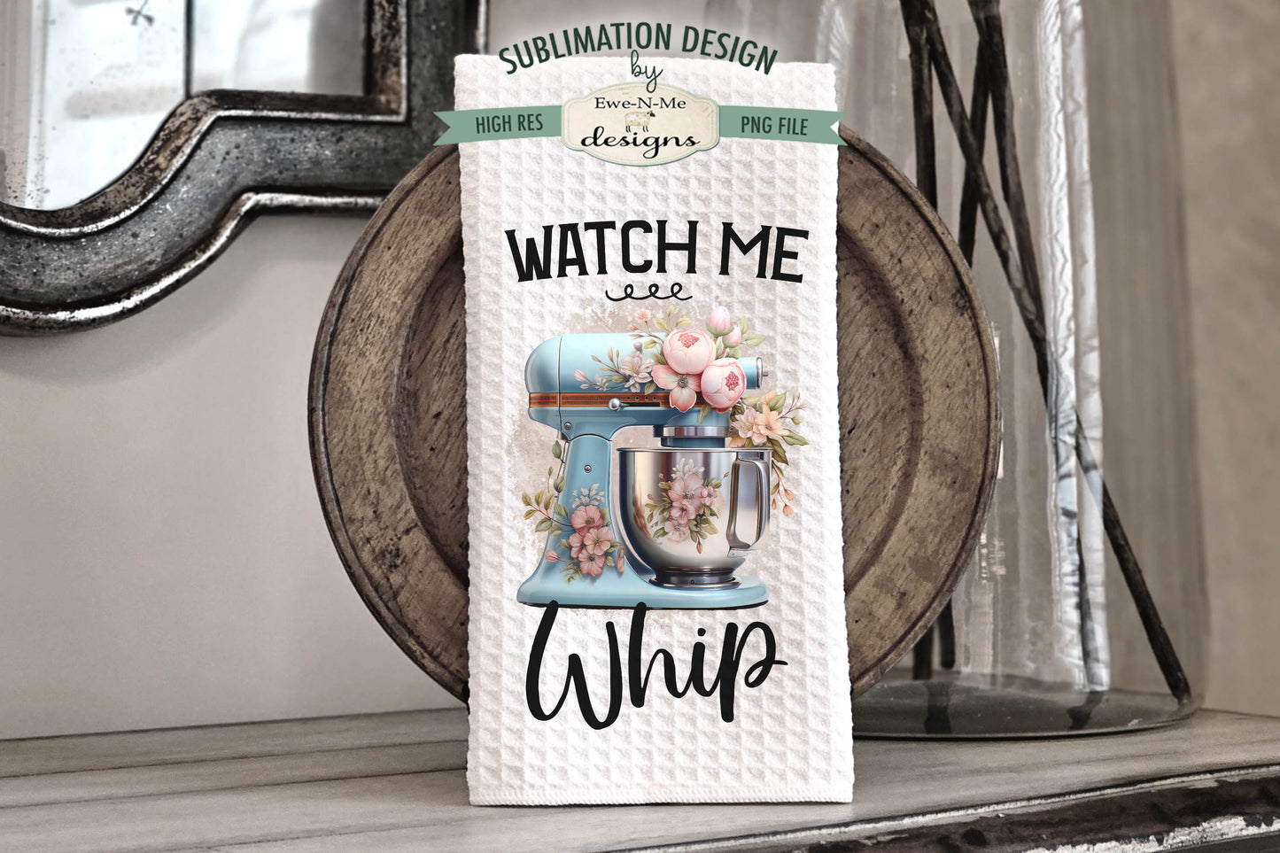 Floral Stand Mixers - Kitchen Towel Sublimation Designs