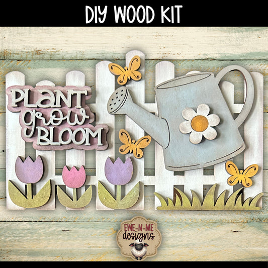 Plant Grow Bloom Watering Can Fence | DIY WOOD KIT