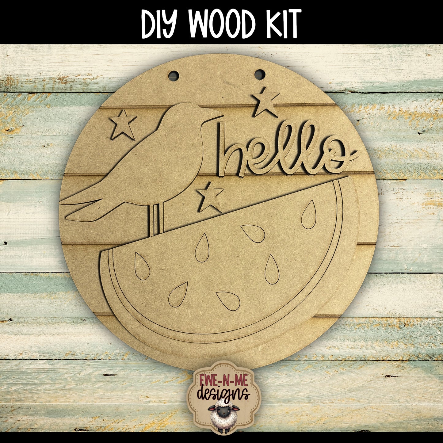 Hey There Sunflower Crow Round Sign | DIY WOOD KIT