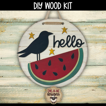 Hey There Sunflower Crow Round Sign | DIY WOOD KIT