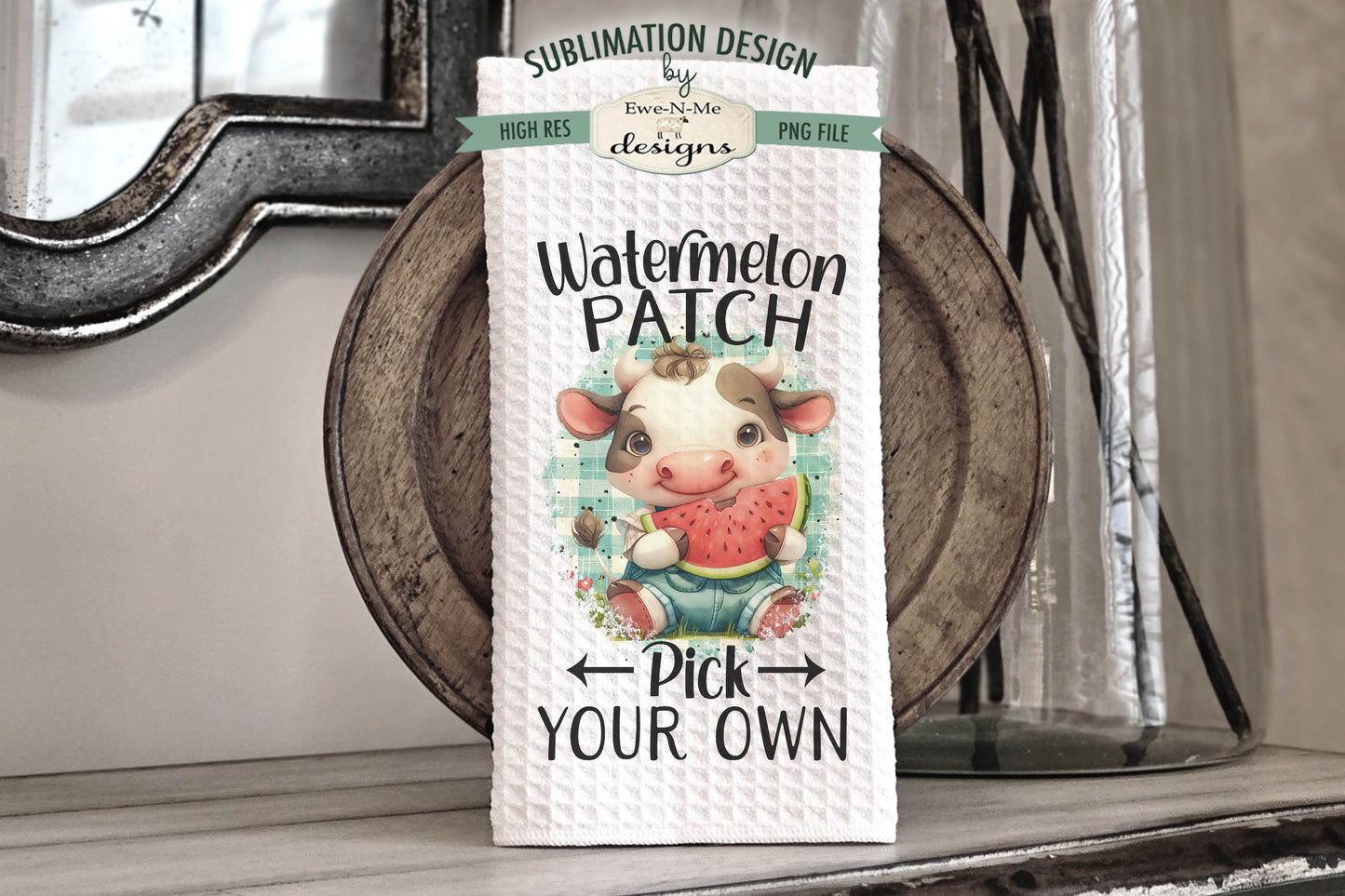 Watermelon Patch Cows - Kitchen Towel Sublimation Designs