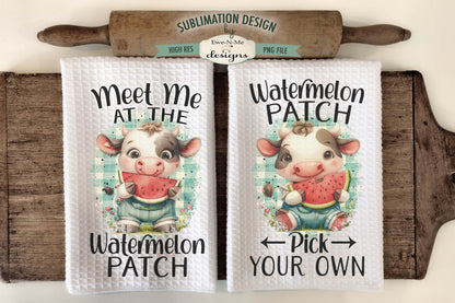 Watermelon Patch Cows - Kitchen Towel Sublimation Designs