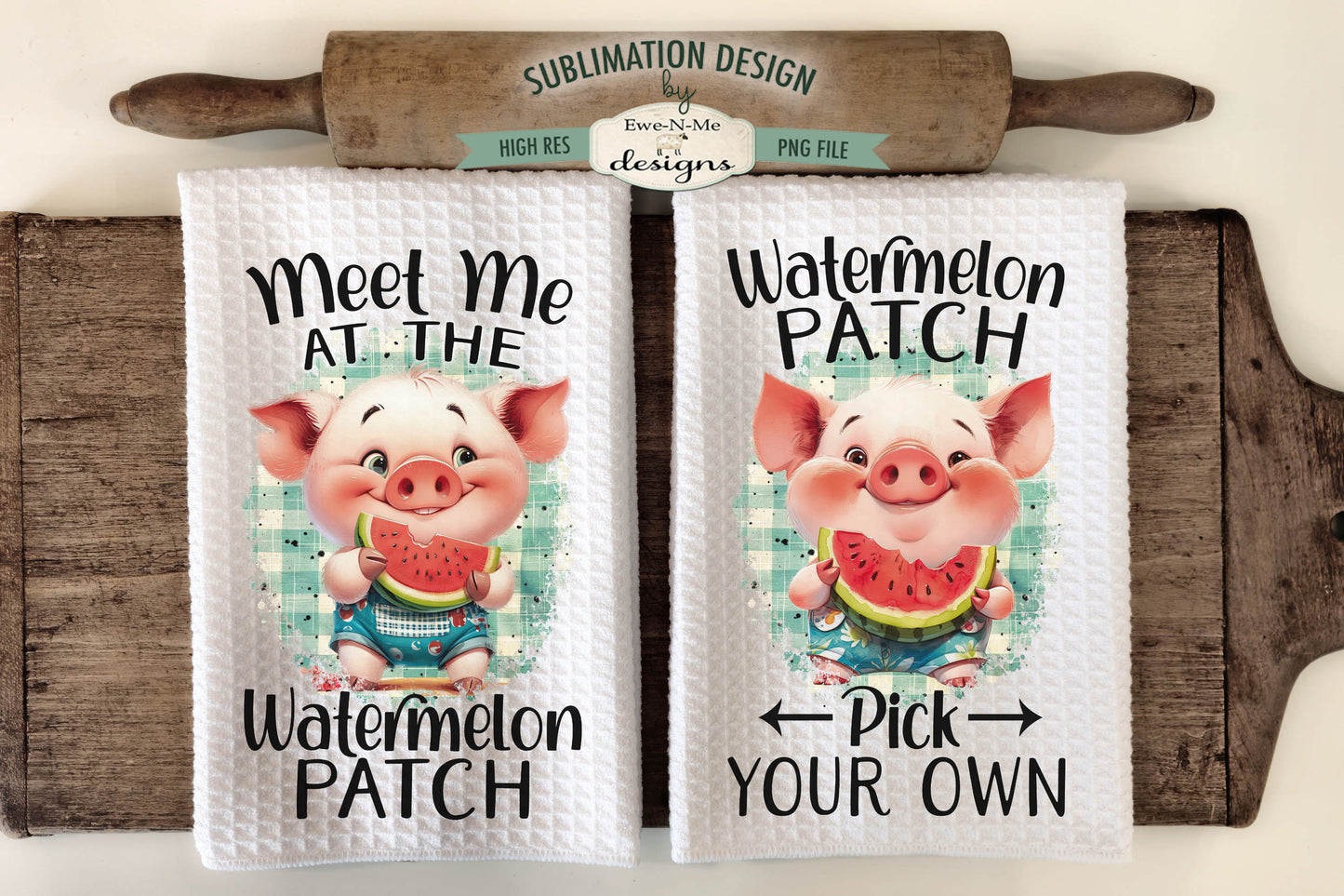 Watermelon Patch Pigs - Kitchen Towel Sublimation Designs