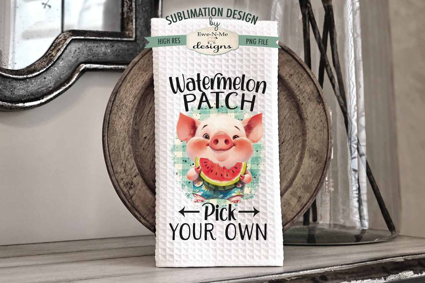 Watermelon Patch Pigs - Kitchen Towel Sublimation Designs