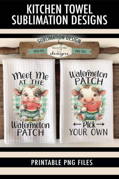 Watermelon Patch Cows - Kitchen Towel Sublimation Designs