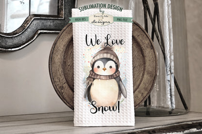 Winter Penguins in Knit Hats - Kitchen Towel Sublimation Designs