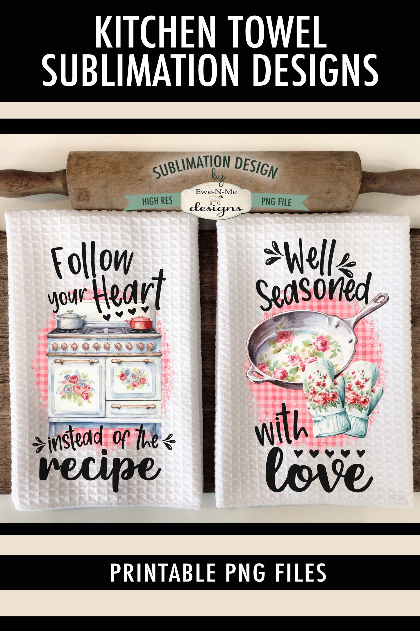Floral Vintage Kitchen Towel - Kitchen Towel Sublimation Designs