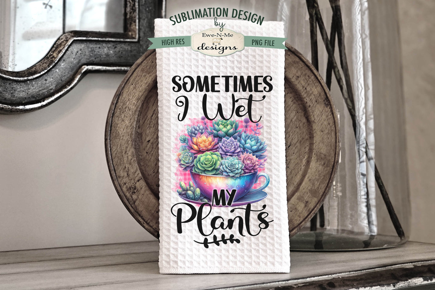 Colorful Succulents - Kitchen Towel Sublimation Designs