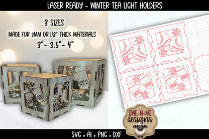 Winter Tealight Holder - 3 Sizes | Laser Cut SVG File