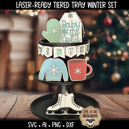 Winter Tiered Tray Six Designs SVG Set - Laser Cut SVG