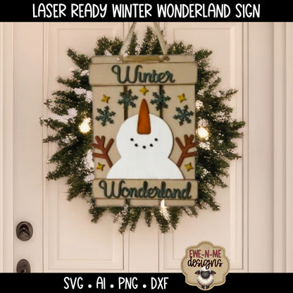 Snowman Wonderland Sign Laser Ready SVG | Laser Cut SVG File