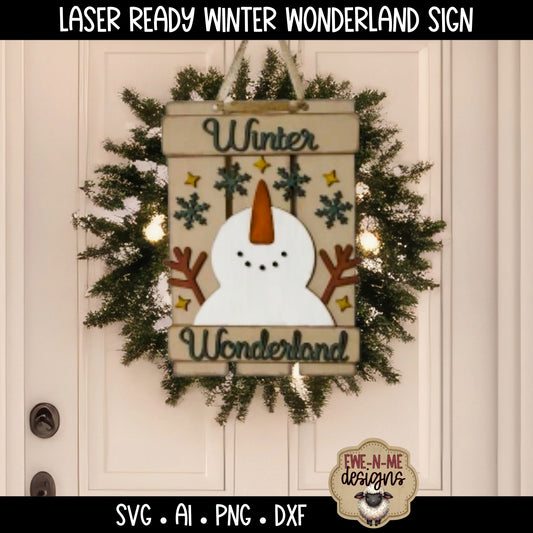 Snowman Wonderland Sign Laser Ready SVG | Laser Cut SVG File