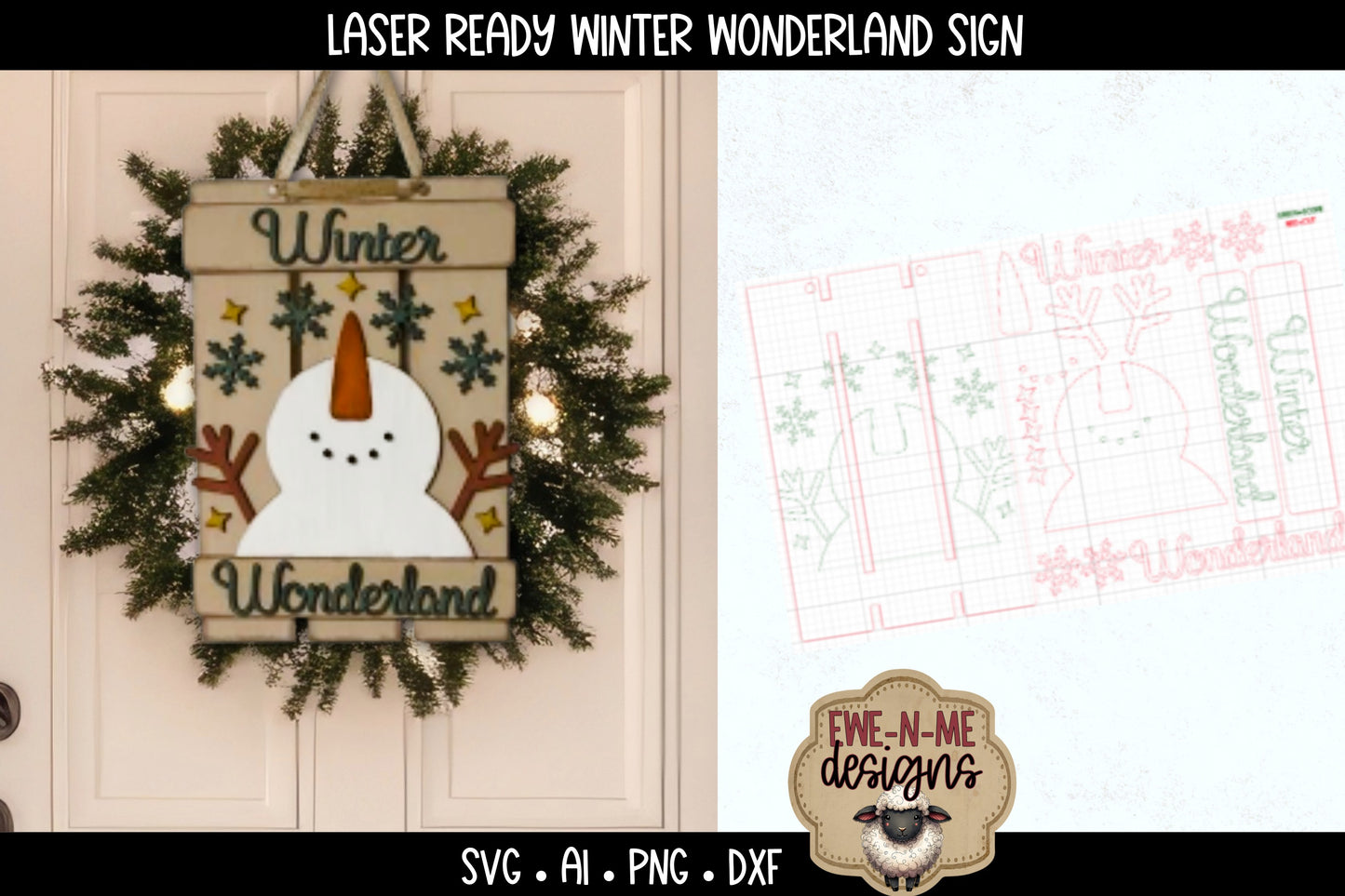 Snowman Wonderland Sign Laser Ready SVG | Laser Cut SVG File