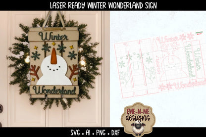 Snowman Wonderland Sign Laser Ready SVG | Laser Cut SVG File