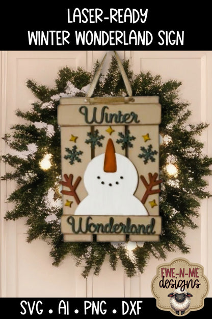 Snowman Wonderland Sign Laser Ready SVG | Laser Cut SVG File