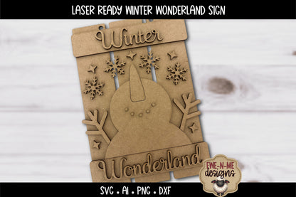 Snowman Wonderland Sign Laser Ready SVG | Laser Cut SVG File