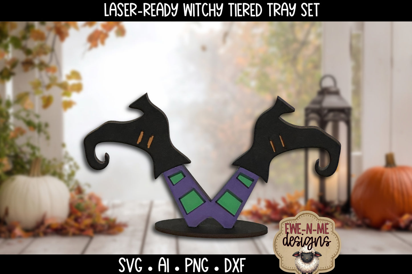 Cute Halloween Witch Tiered Tray Six Designs SVG Set - Laser Cut SVG