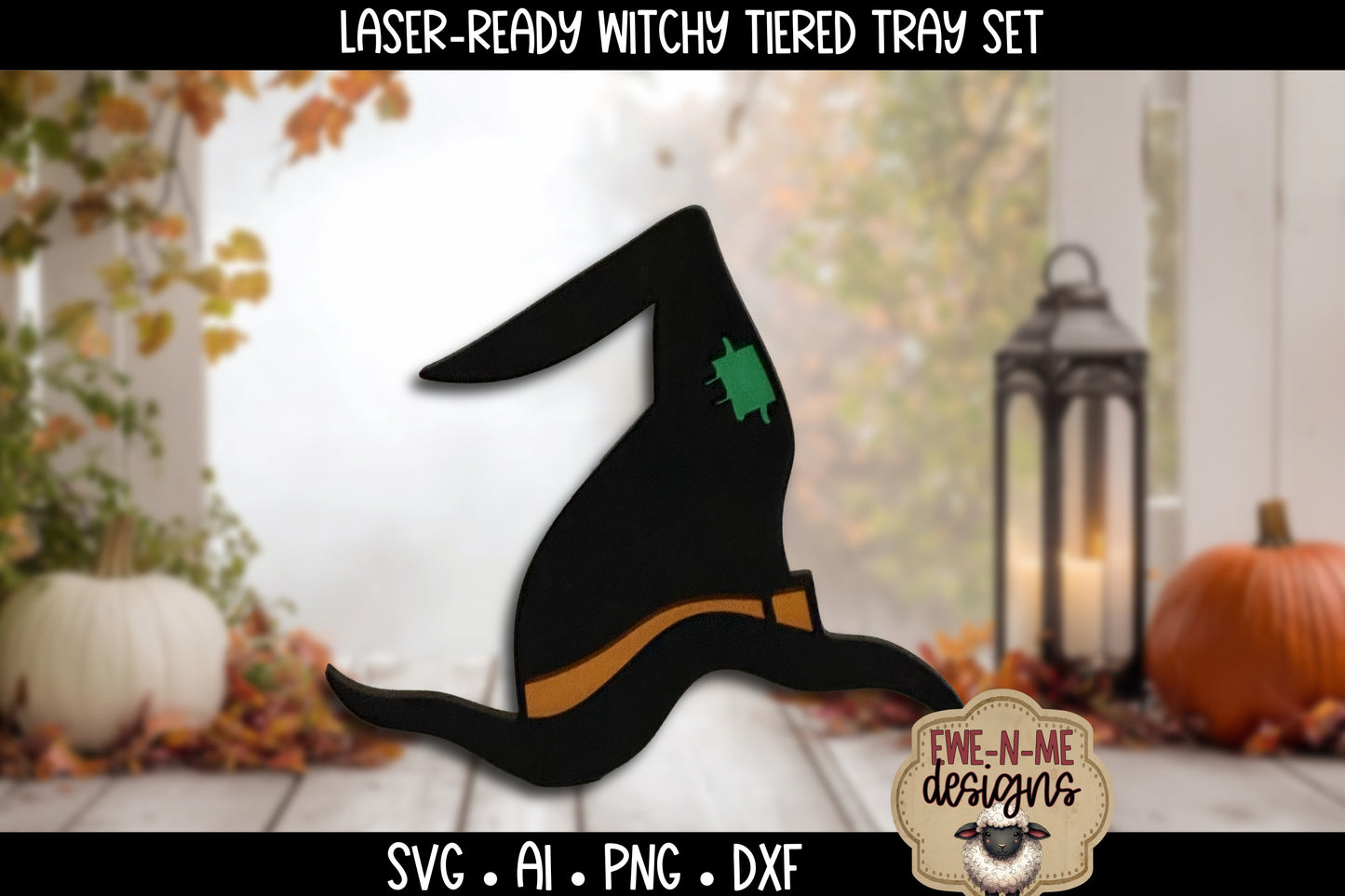 Cute Halloween Witch Tiered Tray Six Designs SVG Set - Laser Cut SVG