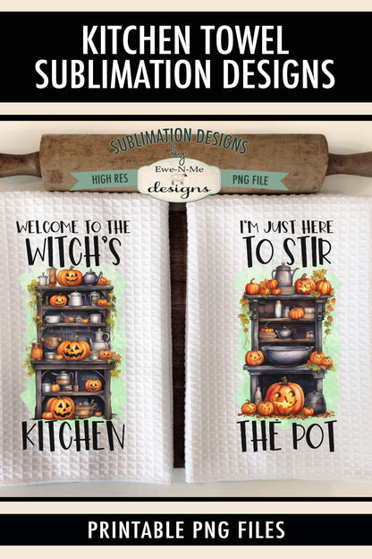 Halloween Kitchen Witch - Kitchen Towel Sublimation Designs