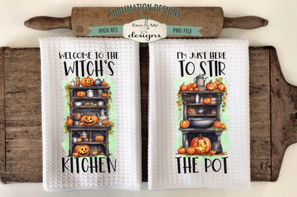 Halloween Kitchen Witch - Kitchen Towel Sublimation Designs