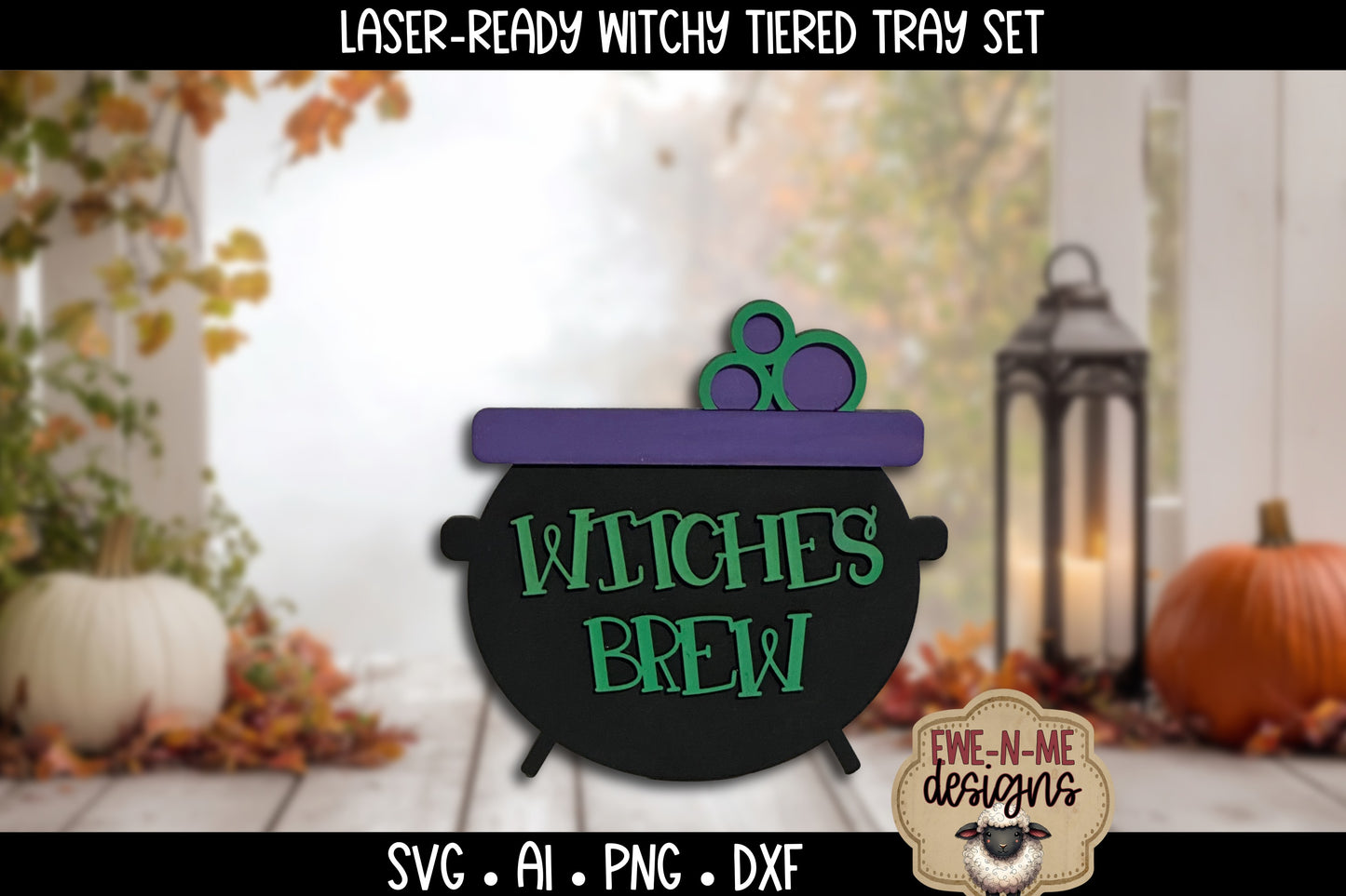 Cute Halloween Witch Tiered Tray Six Designs SVG Set - Laser Cut SVG